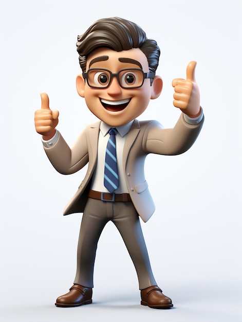 a happy 3d business man on transparent white background