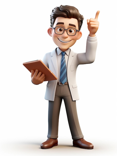 a happy 3d business man on transparent white background