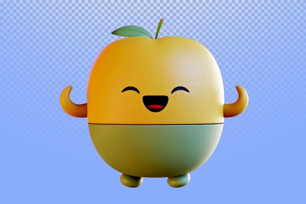 happy 3d cartoon apple character
