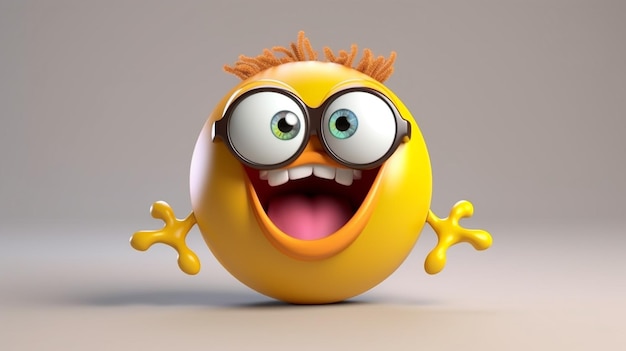 Foto happy 3d grappige gekke emoticon karakter gezichtsuitdrukkingen generatieve ai