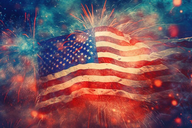 Premium AI Image | Happy 4th of july 2023 usa flag with fireworks in