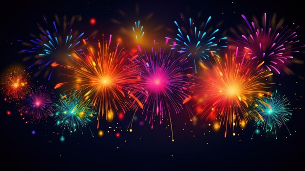 happy 4th july celebration colorful firework banner generative AI