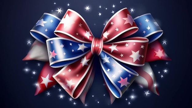 Photo happy 4th of july independence day with ribbon and stars generative ai