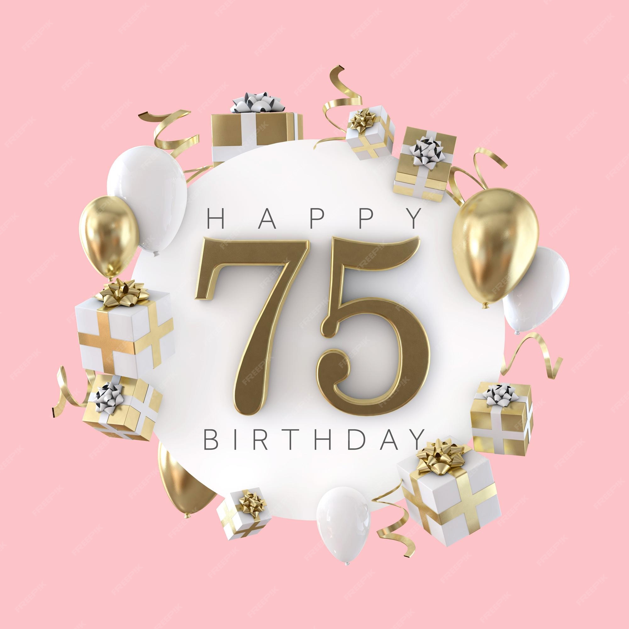 Premium Photo Happy 75th Birthday Party Composition With Balloons And