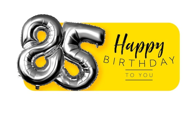 Happy 85th birthday yellow greeting background 3D Rendering