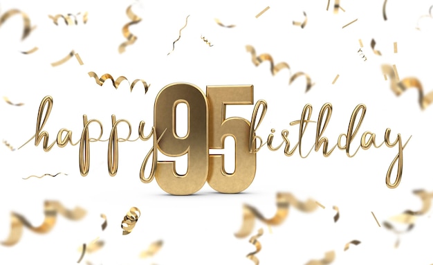 Happy 95th birthday gold greeting background 3d rendering