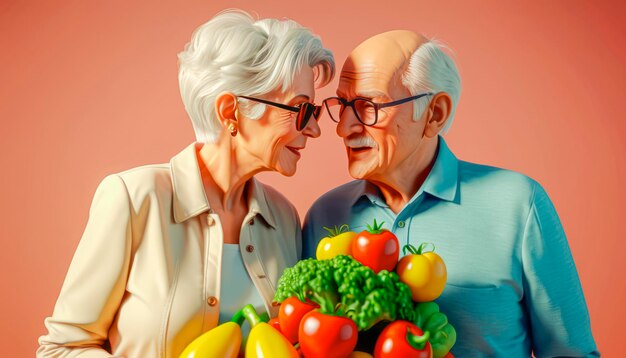 Счастливые активные пожилые люди выбирают концепцию здорового питания