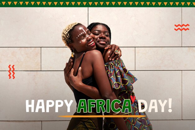 Photo happy africa day composition