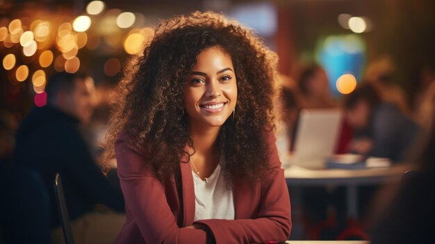 Happy African American businesswoman