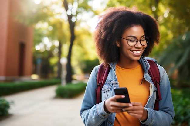 Happy African Black Teen Girl in College Generation Z Student Generative AI