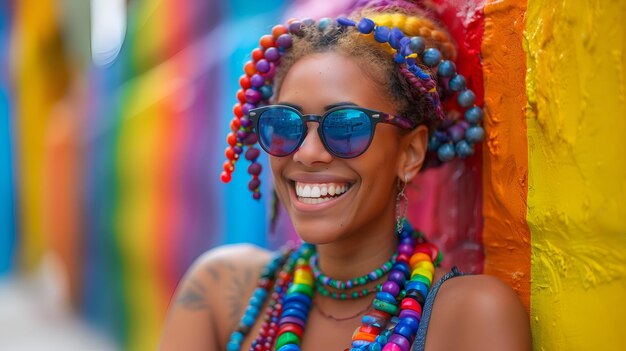 写真 lgbtiqの権利を擁護する幸せなアフリカ人女性