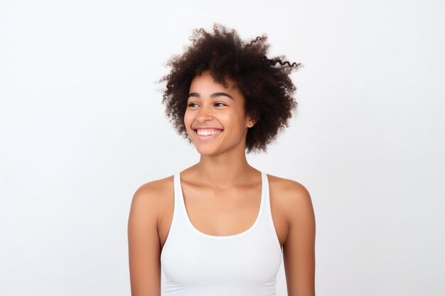 Happy African Woman in White Singlet