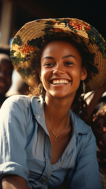 Happy African woman with a smile Generative AI