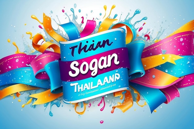 Happy Amazing Songkran Thailand Festival colorful ribbon banner water splash design