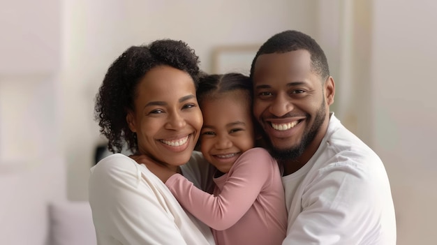 Happy American black family having fun time at home