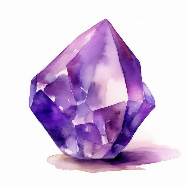 Happy Amethyst Gemstone Watercolor Clipart