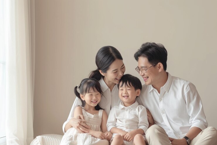 Photo 집에서 행복한 아시아 가족