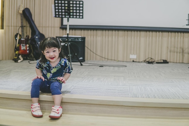 Happy Asian little girl smiling