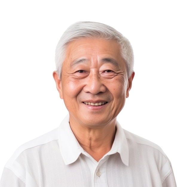 Happy asian old man isolated