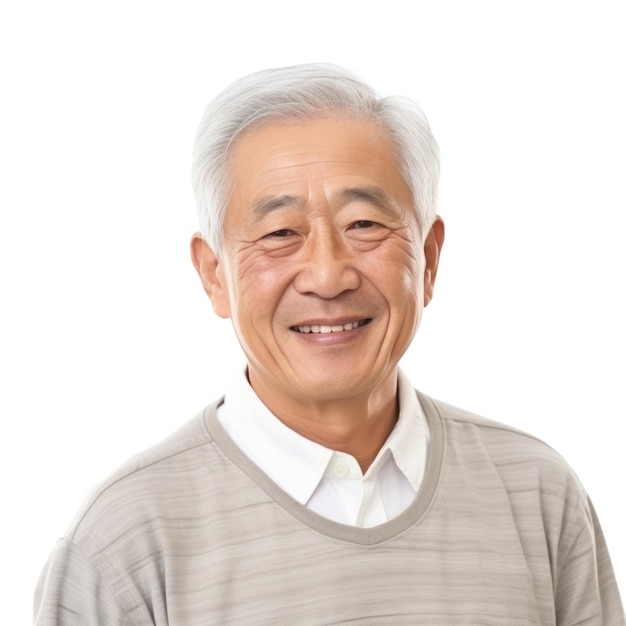 Happy asian old man isolated