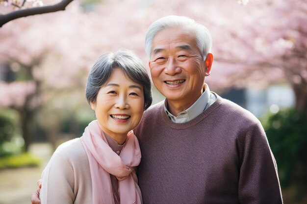 Happy asian senior couple in love AI Generated