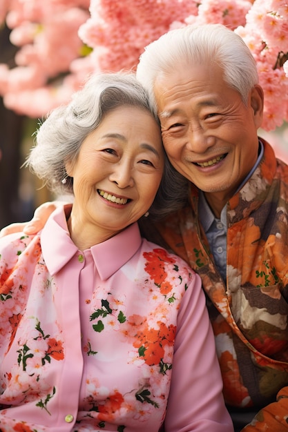 Happy asian senior couple in love AI Generated