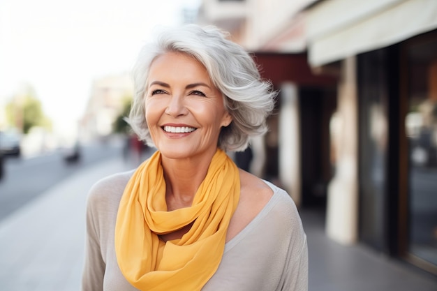 Happy attractive mature woman in the city