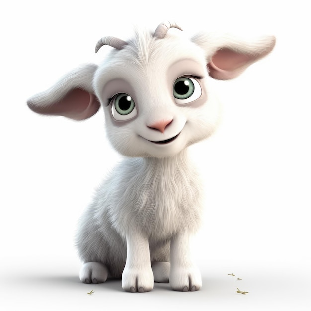 Happy Baby Goat with Adorable Smile in Pixar Style