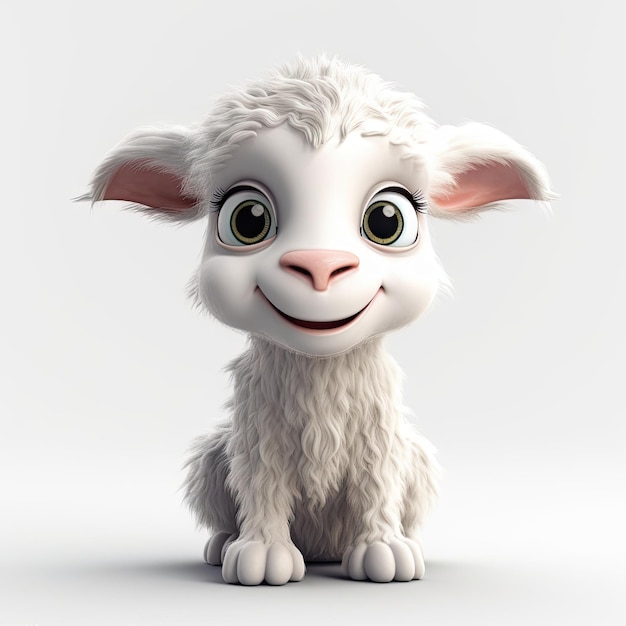 Happy Baby Goat with Adorable Smile in Pixar Style