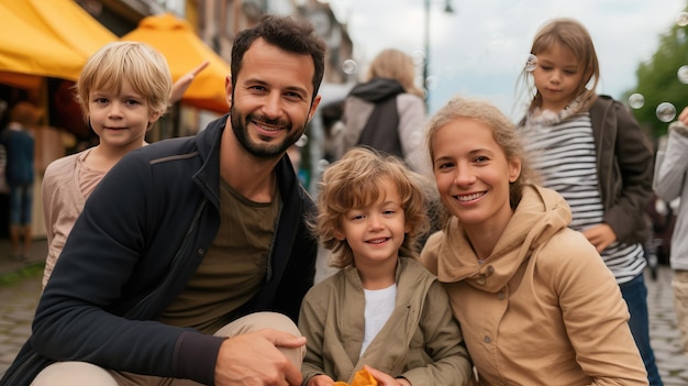 Foto famiglia felice e gioiosa