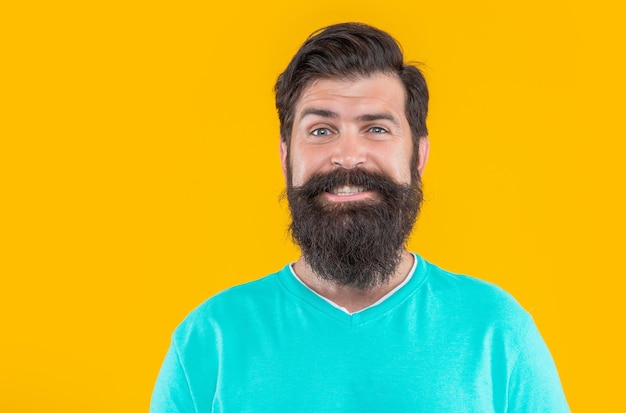 Happy bearded man portrait in studio bearded man portrait on background