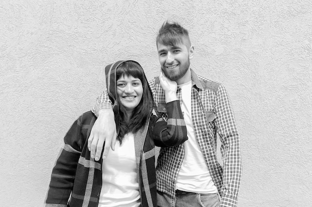 The Happy and beautiful couple in black and white