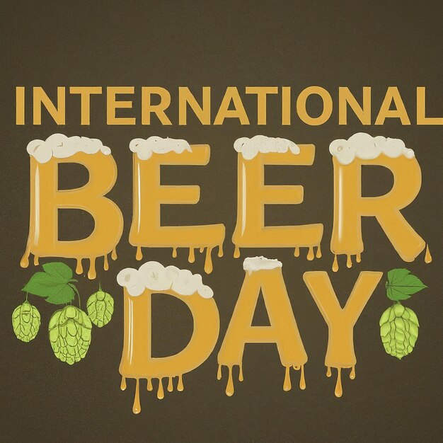 Foto happy beer day handgetekende vectorillustratie vector bier dag bier dag kaart met tekst en laat