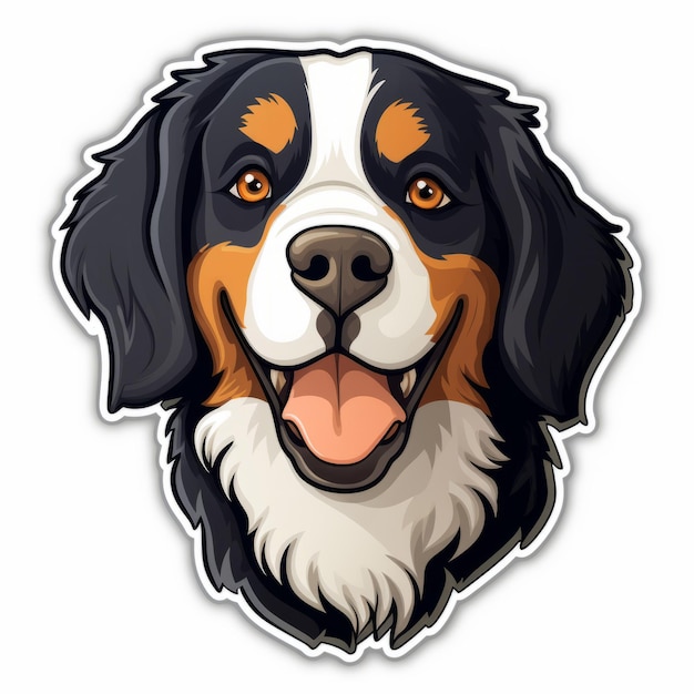 Foto happy bernese mountain dog sticker leuke cartoon stijl