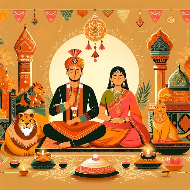 Photo happy bhai dooj day flat illustration indian festival celebration