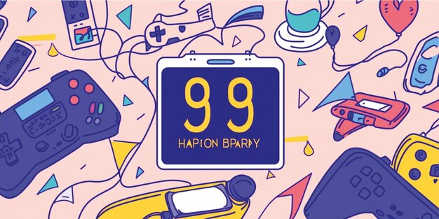 Photo happy birthday 90s background illustration