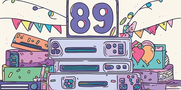 happy birthday 90s background illustration