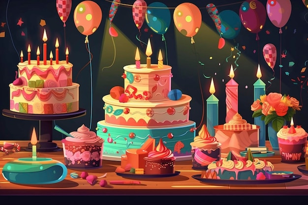 Happy birthday background created with generative AI