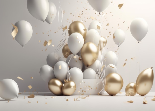 Happy Birthday Background with Balloons Illustration AI GenerativexD