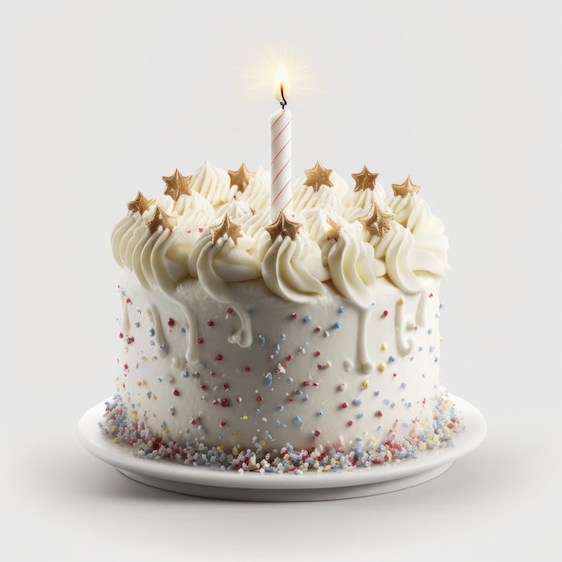 Happy Birthday background with cake Illustration AI GenerativexA