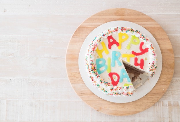 happy birthday cake on table