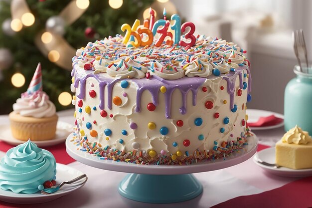 Happy birthday cake on the table