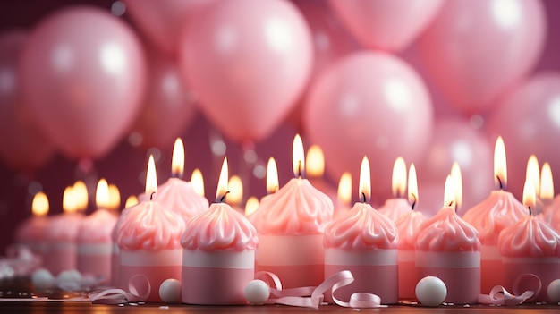 Happy birthday candles on pastel pink theme