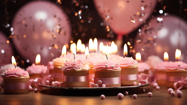 Happy birthday candles on pastel pink theme