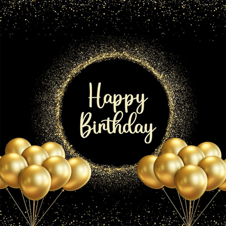 Photo happy birthday card black