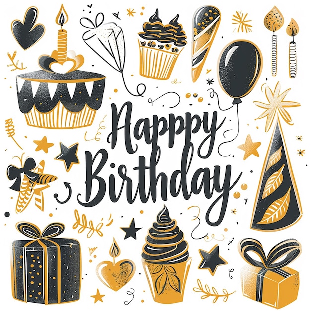 Happy Birthday Card Celebrating Lifes Milestones with Gold and Black Balloons