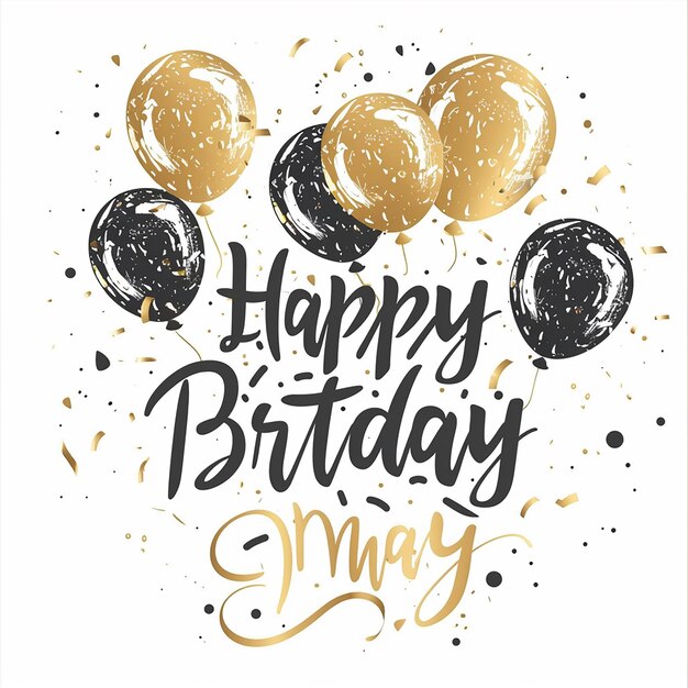 Happy Birthday Card Celebrating Lifes Milestones with Gold and Black Balloons