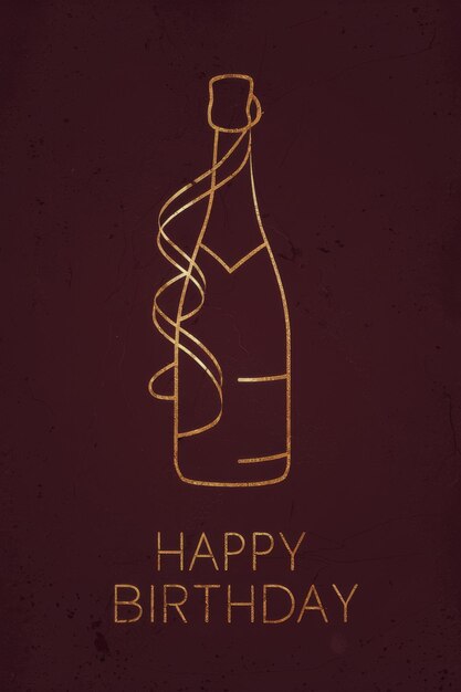 Happy Birthday Card With Bottle of Wine