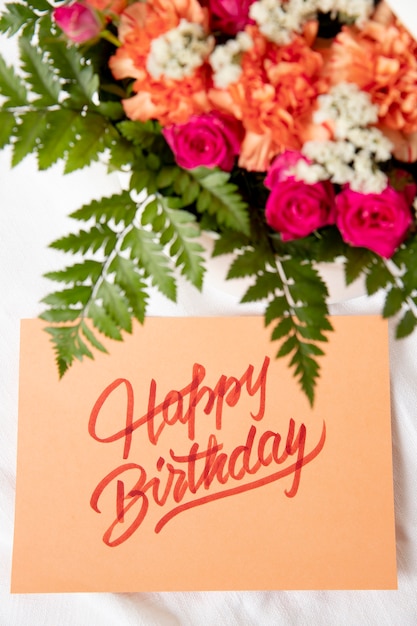 Happy birthday card with flowers arrangement