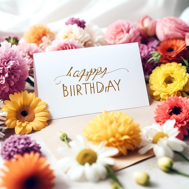 Happy birthday card with flowers assortment